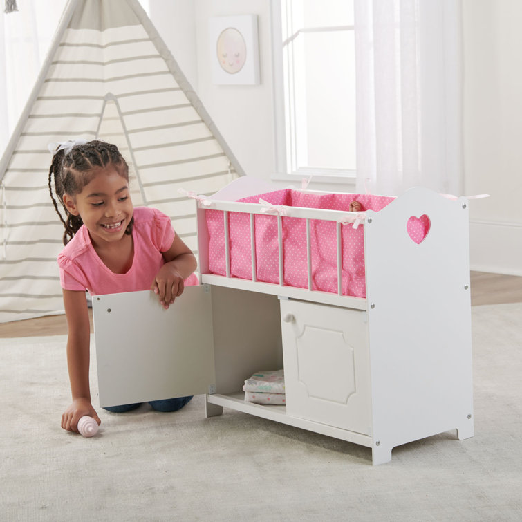 Baby doll crib with clearance storage